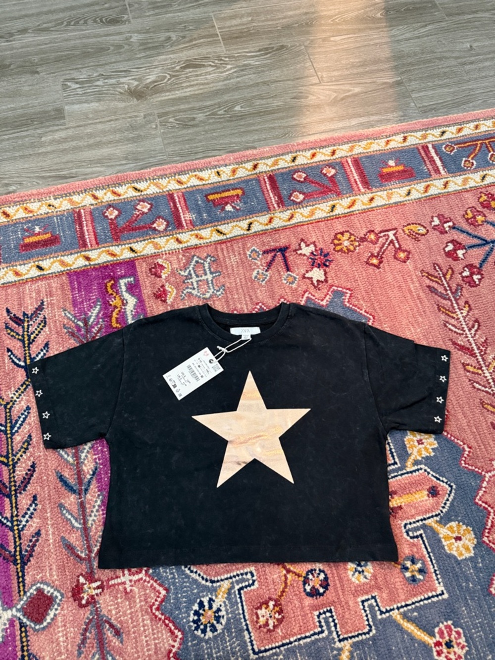 Zara girls tee with rose gold star